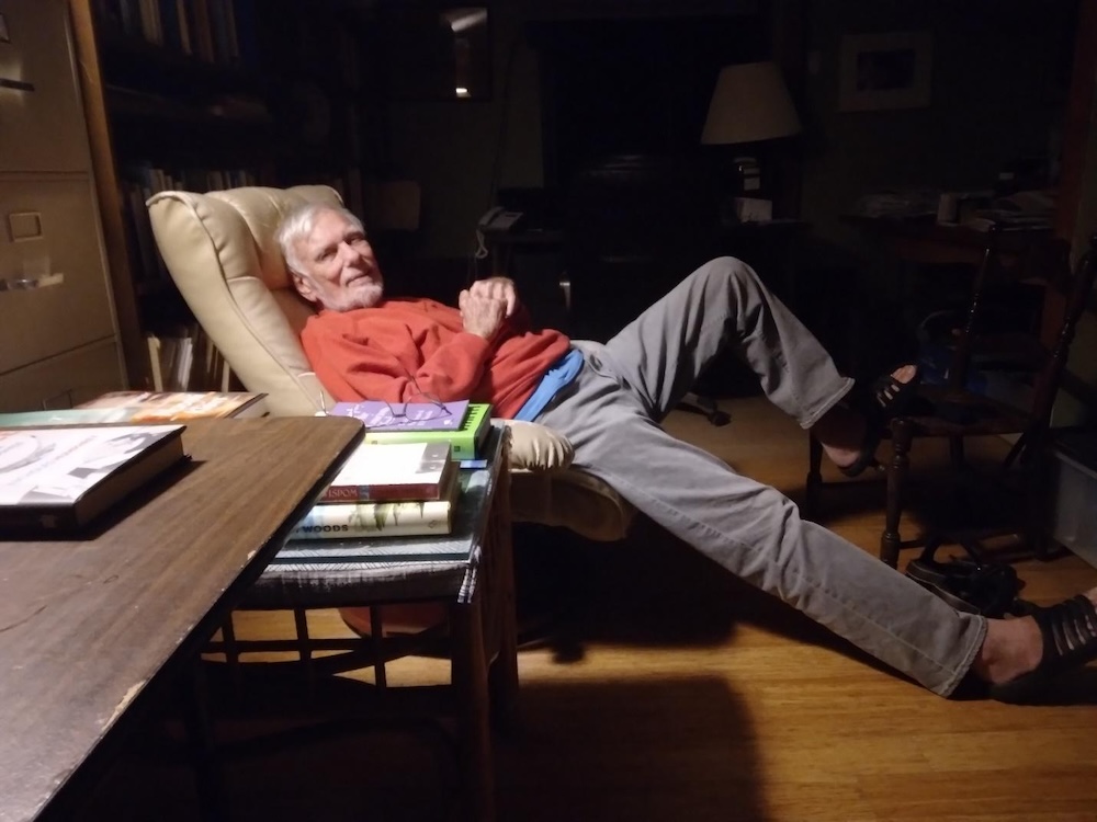 Andy relaxing and having a late night discussion in his secluded attic nerve center in Wetumpka, Florida, USA (January 2024)